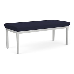 Lenox Steel Reception Waiting Room 2-Seat Bench / Silver Steel / Navy Blue