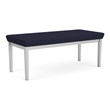Lenox Steel Reception Waiting Room 2-Seat Bench / Silver Steel / Navy Blue