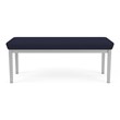 Lenox Steel Reception Waiting Room 2-Seat Bench / Silver Steel / Navy Blue