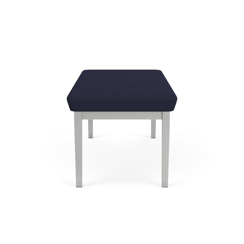 Lenox Steel Reception Waiting Room 2-Seat Bench / Silver Steel / Navy Blue