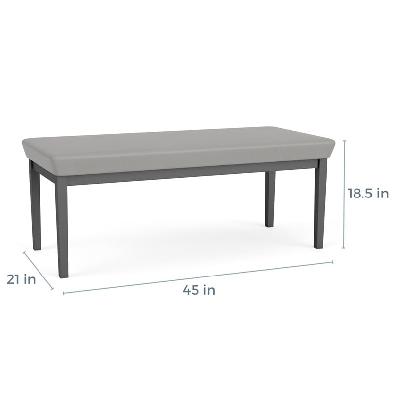 Lenox Steel Reception Waiting Room 2-Seat Bench / Silver Steel / Navy Blue