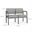 Lenox Steel Reception Waiting Room Healthcare Loveseat / Black Steel / Blue