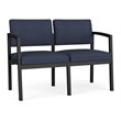 Lenox Steel Reception Waiting Room Healthcare Loveseat / Black Steel / Blue