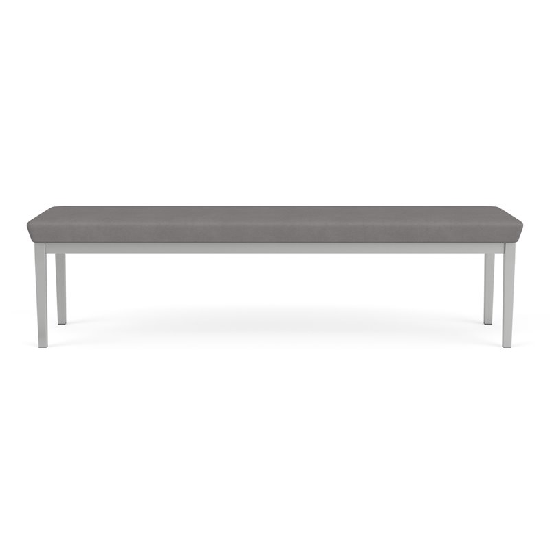 Lenox Steel Reception Waiting 3-Seat Bench / Silver Steel / Light Gray