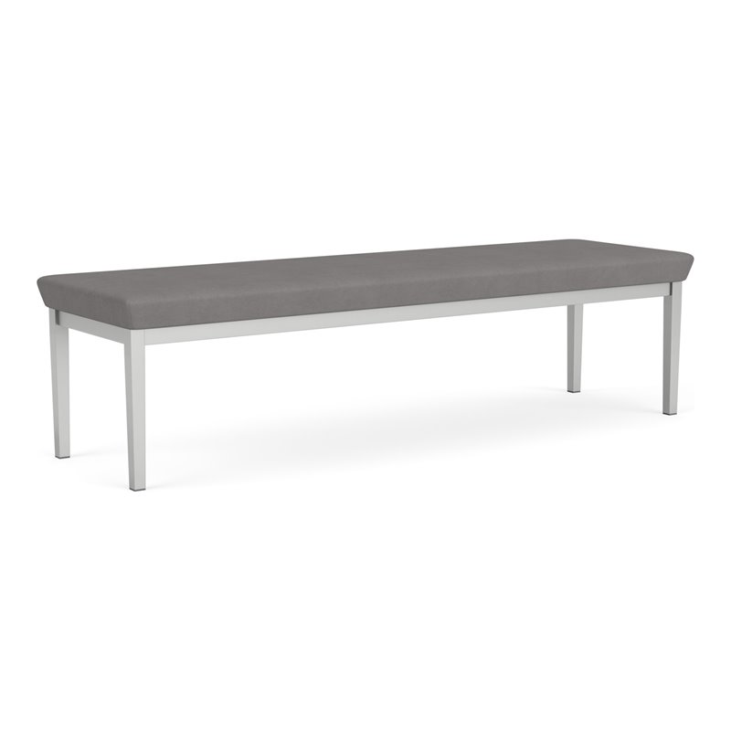 Lenox Steel Reception Waiting 3-Seat Bench / Silver Steel / Light Gray