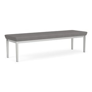 Lenox Steel Reception Waiting 3-Seat Bench / Silver Steel / Light Gray