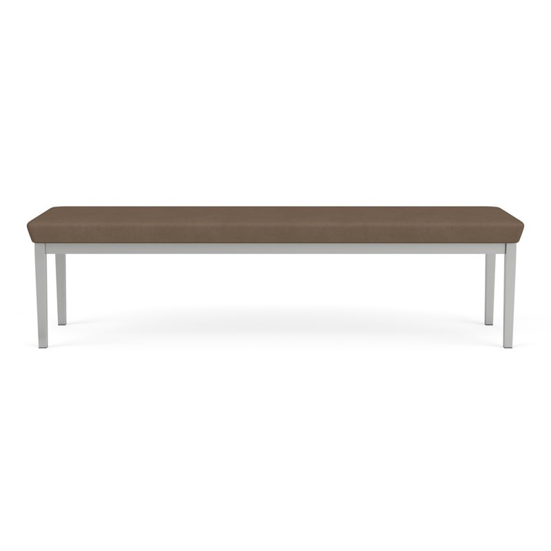 Lenox Steel Reception Waiting Room 3-Seat Bench / Silver Steel / Brown