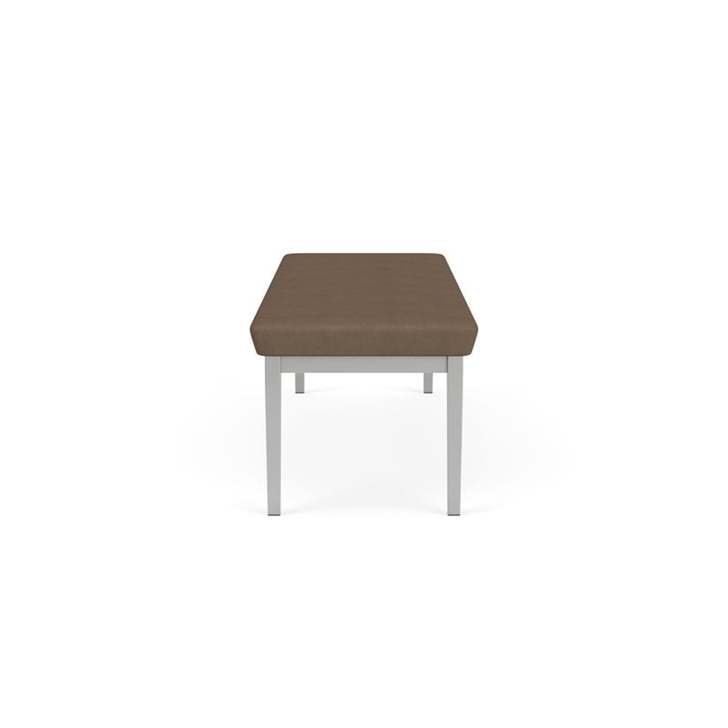 Lenox Steel Reception Waiting Room 3-Seat Bench / Silver Steel / Brown