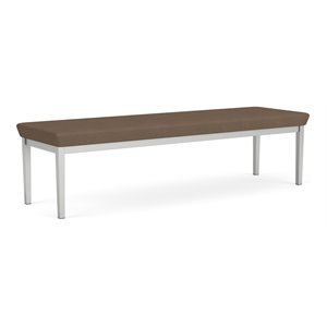 Lenox Steel Reception Waiting Room 3-Seat Bench / Silver Steel / Brown