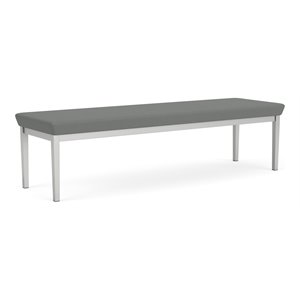 Lenox Steel Reception Waiting 3-Seat Bench / Silver Steel / Light Gray