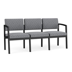 lesro lenox steel modern fabric 3-seat sofa in black/adler gray flannel