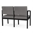 Lenox Steel Reception Waiting Room Loveseat / Black Steel / Light Gray