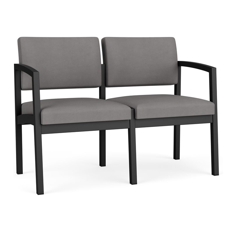 Lenox Steel Reception Waiting Room Loveseat / Black Steel / Light Gray
