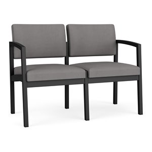 Lenox Steel Reception Waiting Room Loveseat / Black Steel / Light Gray
