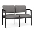 Lenox Steel Reception Waiting Room Loveseat / Black Steel / Light Gray