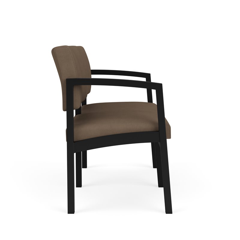 Lenox Steel Reception Waiting Room Healthcare Loveseat / Black Steel / Brown