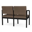 Lenox Steel Reception Waiting Room Healthcare Loveseat / Black Steel / Brown