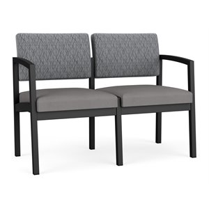 Lenox Steel Reception Waiting Room Loveseat / Black Steel / Gray / Gray
