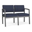 Lenox Steel Reception Waiting Room Healthcare Loveseat / Charcoal Steel / Blue