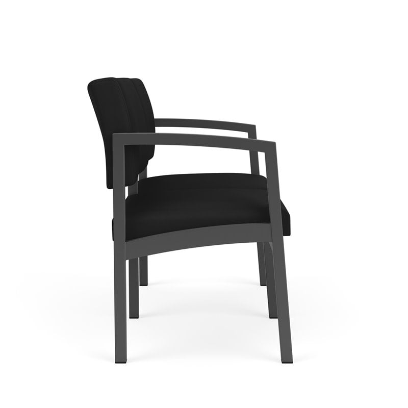 Lenox Steel Reception Waiting Room Healthcare Loveseat / Charcoal Steel / Black