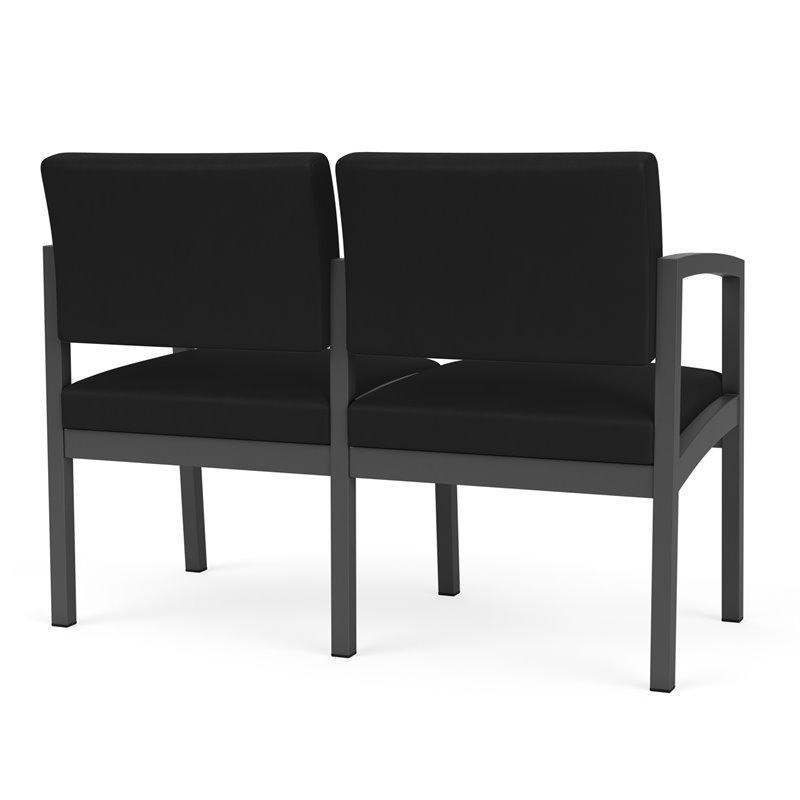 Lenox Steel Reception Waiting Room Healthcare Loveseat / Charcoal Steel / Black