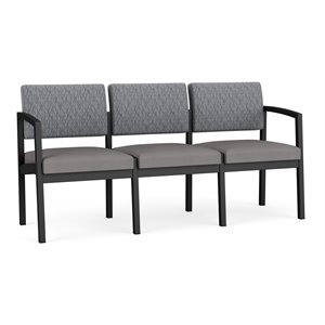 lesro lenox steel fabric 3-seat sofa in black/adler gray flannel/castillo metal