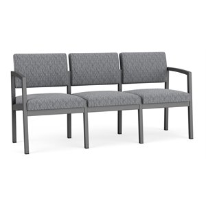 lesro lenox steel modern fabric 3-seat sofa in charcoal/adler gray flannel