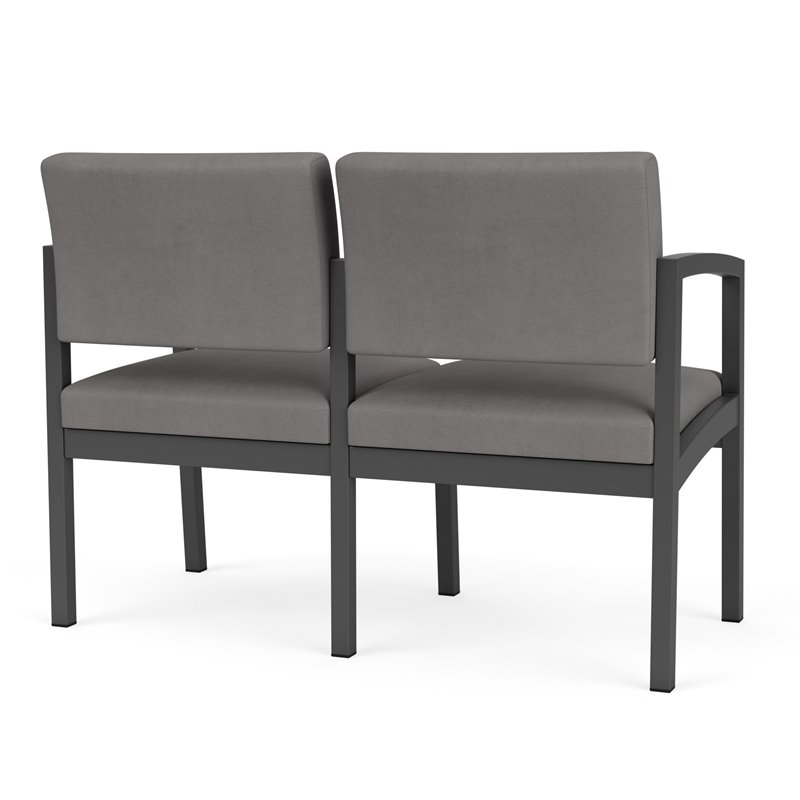 Lenox Steel Reception Waiting Room Loveseat / Charcoal Steel / Light Gray