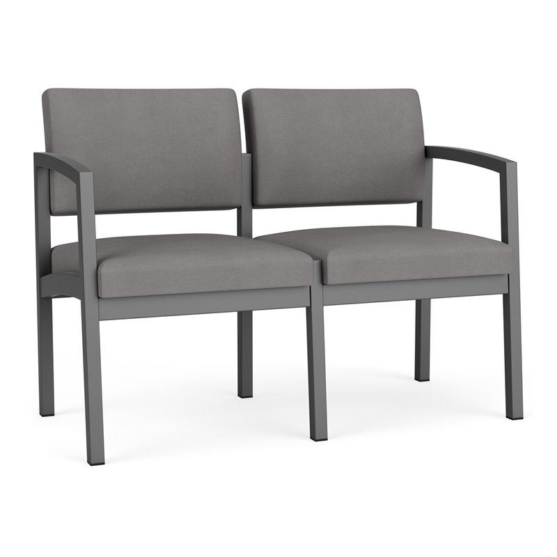 Lenox Steel Reception Waiting Room Loveseat / Charcoal Steel / Light Gray
