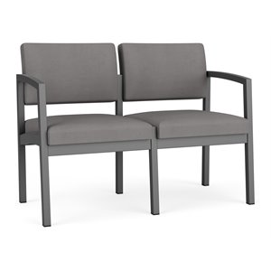 Lenox Steel Reception Waiting Room Loveseat / Charcoal Steel / Light Gray