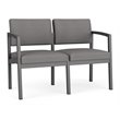 Lenox Steel Reception Waiting Room Loveseat / Charcoal Steel / Light Gray