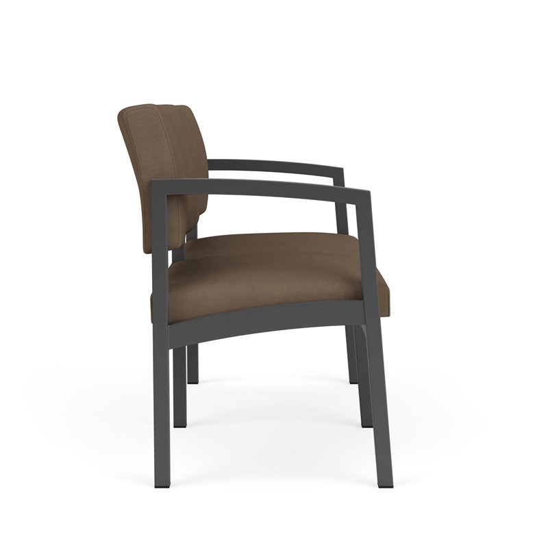 Lenox Steel Reception Waiting Room Healthcare Loveseat / Charcoal Steel / Brown