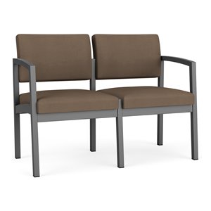 Lenox Steel Reception Waiting Room Healthcare Loveseat / Charcoal Steel / Brown