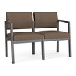 Lenox Steel Reception Waiting Room Healthcare Loveseat / Charcoal Steel / Brown