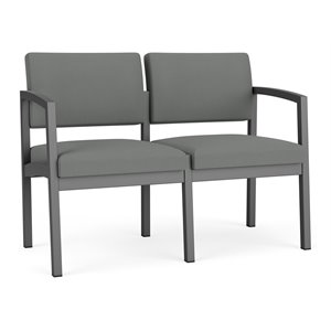 Lenox Steel Reception Waiting Room Loveseat / Charcoal Steel / Light Gray