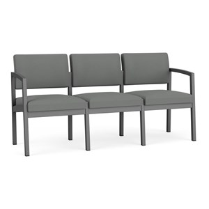 Lenox Steel Reception Waiting 3-Seat Sofa / Charcoal Steel / Light Gray