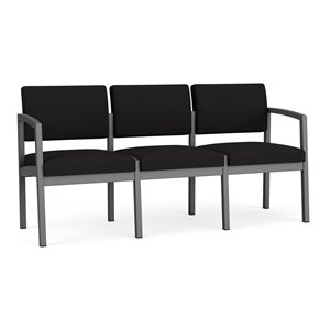 lesro lenox steel modern fabric 3-seat sofa in charcoal/open house black