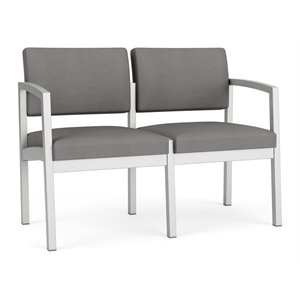 Lenox Steel Reception Waiting Room Loveseat / Silver Steel / Light Gray