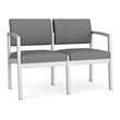 Lenox Steel Reception Waiting Room Loveseat / Silver Steel / Light Gray