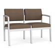 Lenox Steel Reception Waiting Room Healthcare Loveseat / Silver Steel / Brown