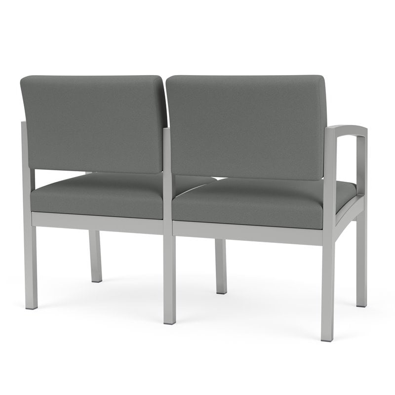 Lenox Steel Reception Waiting Room Loveseat / Silver Steel / Light Gray