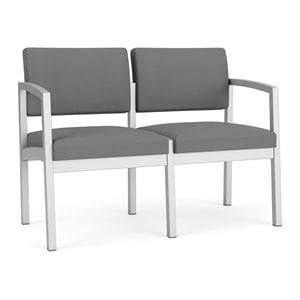 Lenox Steel Reception Waiting Room Loveseat / Silver Steel / Light Gray