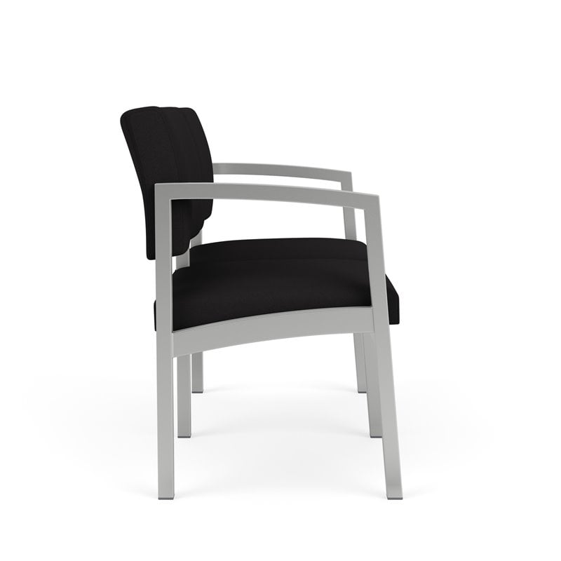 Lenox Steel Reception Waiting Room Healthcare Loveseat / Silver Steel / Black