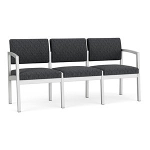 lesro lenox steel modern fabric 3-seat sofa in silver/adler nocturnal