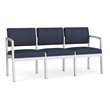 Lenox Steel Reception Waiting Room Healthcare 3-Seat Sofa / Silver Steel / Blue