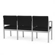 Lenox Steel Reception Waiting Room Healthcare 3-Seat Sofa / Silver Steel / Black
