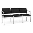 Lenox Steel Reception Waiting Room Healthcare 3-Seat Sofa / Silver Steel / Black