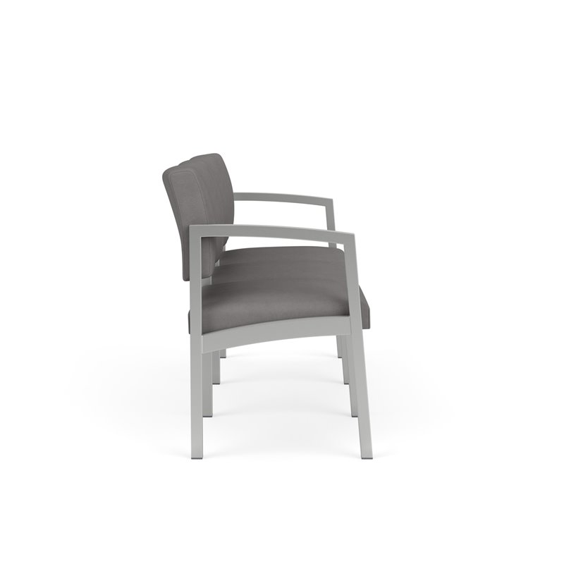 Lenox Steel Reception Waiting Room 3-Seat Sofa / Silver Steel / Light Gray