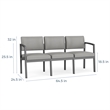 Lenox Steel Reception Waiting Room 3-Seat Sofa / Silver Steel / Light Gray