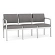 Lenox Steel Reception Waiting Room 3-Seat Sofa / Silver Steel / Light Gray